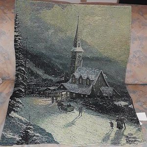 Moonlit Village Tapestry  by Thomas Kinkade